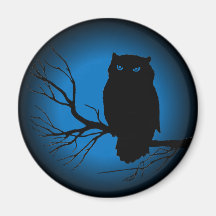 Spooky Owl Blue Moon Magnets