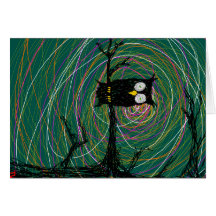 spooky owl in woods cards