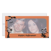 Spooky Tree, Bats and Witch Halloween Photo Cards
