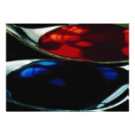 Spoons with blue and red liquid invite