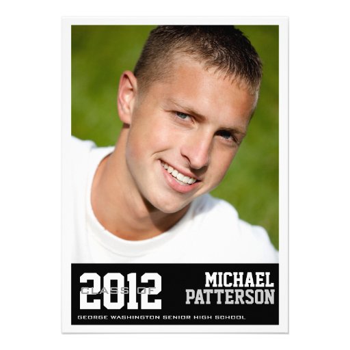 Sport Guy Photo Graduation Party Invitation Black