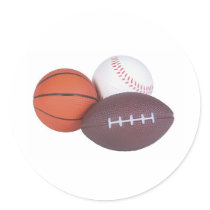 Sports Fan Gifts Basketball Baseball Football Round Stickers