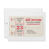 Sports Star Bar Mitzvah Reply Card, Red Custom Invites