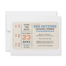 Sports Star Bar Mitzvah Save the Date Card, Blue Custom Invitation