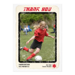 Sports Star Bat Mitzvah Thank You Card, Red Custom Announcement