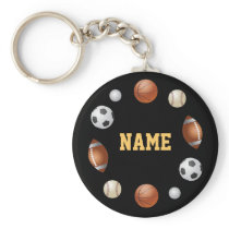 Sports World Personalised Keychain - Black