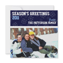 Sporty Seasons Greetings Holiday Photo Card Blue