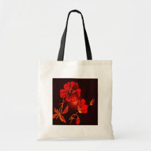 Spotlight on Red Flower,Brown & Black Back Bag