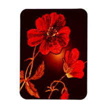 Spotlight on Red Flower,Brown & Black Back Rectangle Magnets