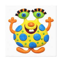 Spotted Yellow Monster Stretched Canvas Print