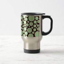 Spotty Pale Green on Dark Brown Coffee Mugs