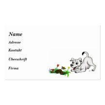 Spring-awake, puppy with butterfly business cards