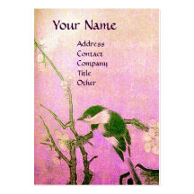 SPRING BIRD MONOGRAM,pink violet brown Business Card Template