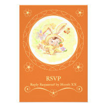 Spring Birthday Party Rabbit Illustration RSVP Personalized Invitation