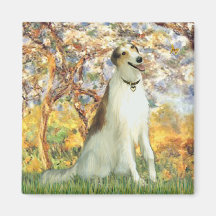 Spring - Borzoi Fridge Magnet