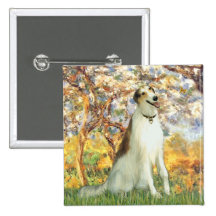 Spring - Borzoi Pinback Buttons