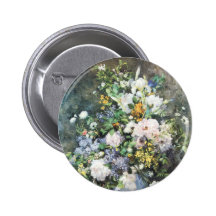 Spring Bouquet, Renoir, Vintage Impressionism Art Pinback Buttons