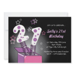 Spring Box 21st Birthday Party - pink & purple Announcement