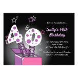 Spring Box 40th Birthday Party - pink & purple Custom Announcement