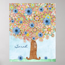 Spring Daisy Flowers Tree poster