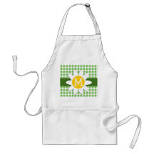 Spring Daisy; Green Checkered; Gingham Apron