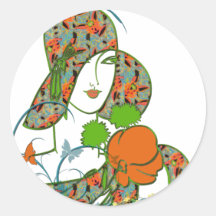 Spring Deco Diva Round Stickers