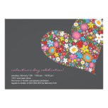 Spring Flowers Heart Whimsical Valentine Party Personalized Invitations
