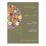 Spring Flowers Pop Tree Save The Date Postcard