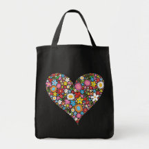 Spring Flowers Valentine Heart Fun Custom Tote Bag