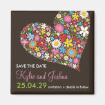 Spring Flowers Valentine Heart Save The Date Refrigerator Magnets
