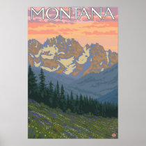 Spring FlowersMontanaVintage Travel Poster