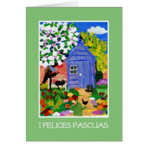 'Spring Garden' Easter Card - Spanish Greeting