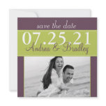 Spring Green & Eggplant Save the Date Card invitations