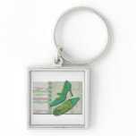 Spring Green Stripes & Rivets keychains