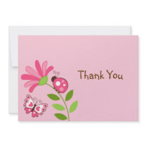 Spring Ladybug Butterfly Flat Thank You Note Cards