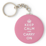 Spring Pink Keep Calm and Carry On keychains