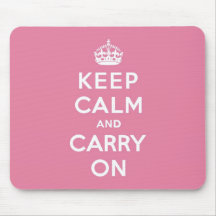 Spring Pink Keep Calm and Carry On Mouse Pads