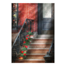Spring - Porch - Hoboken, NJ - Geraniums on stairs Personalized Invite
