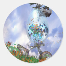 Spring Rider in The Sky Round Sticker