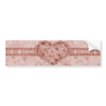 spring romance pink floral and lace heart bumper stickers