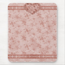 spring romance pink floral and lace heart mouse pads