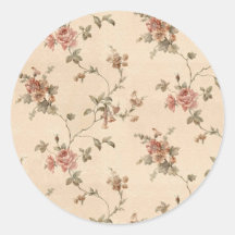 spring romance victorian rose pattern round sticker