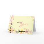 Spring Sakura Love Birds Wedding Thank You Folded  cards