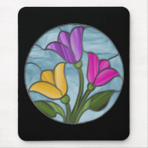 Spring Tulips Stained Glass Mousepad