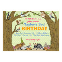 Spring Woodland Animal Party Invitation