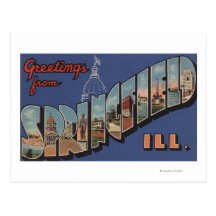 Springfield, Illinois - Large Letter Scenes Post Cards