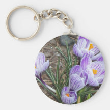 Springtime's Season Blooms Purple Crocuses Key Chains