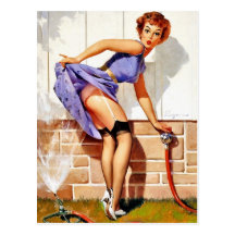 Sprinkler Pin-Up Postcard
