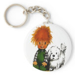 Spunky Little Boy & His Dog Keychain