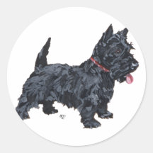 Spunky Scottie Dog Round Stickers